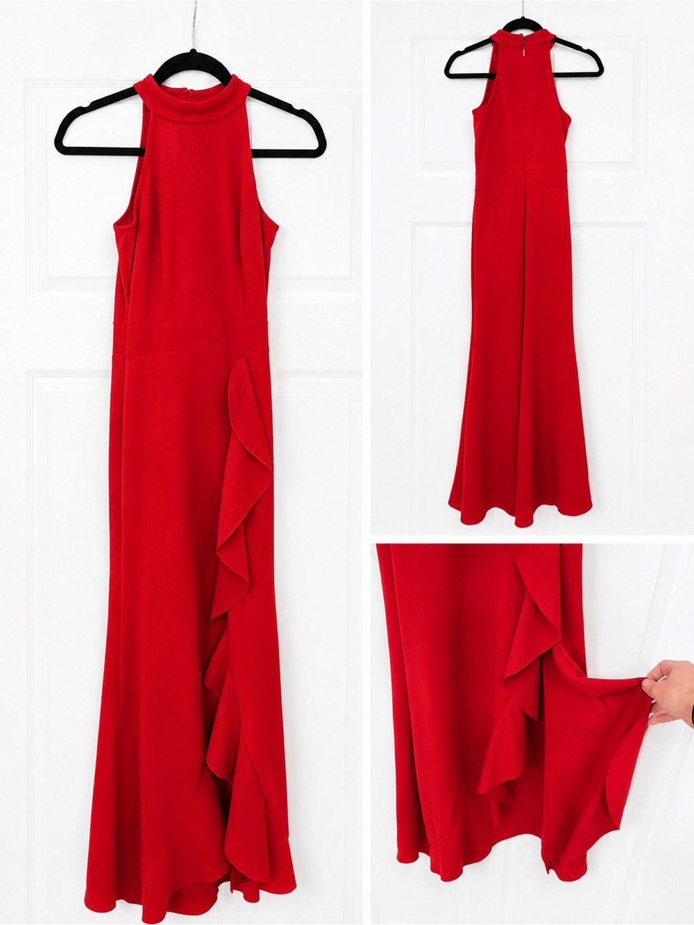 Woosea like New Sleeveless Red High-Neck Ruffle Maxi Dress❤️💋